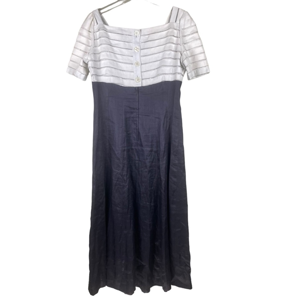 Vintage Marie St. Claire 100% Ramie Midi Dress Pearl Button & ZIp Closure Sz 12